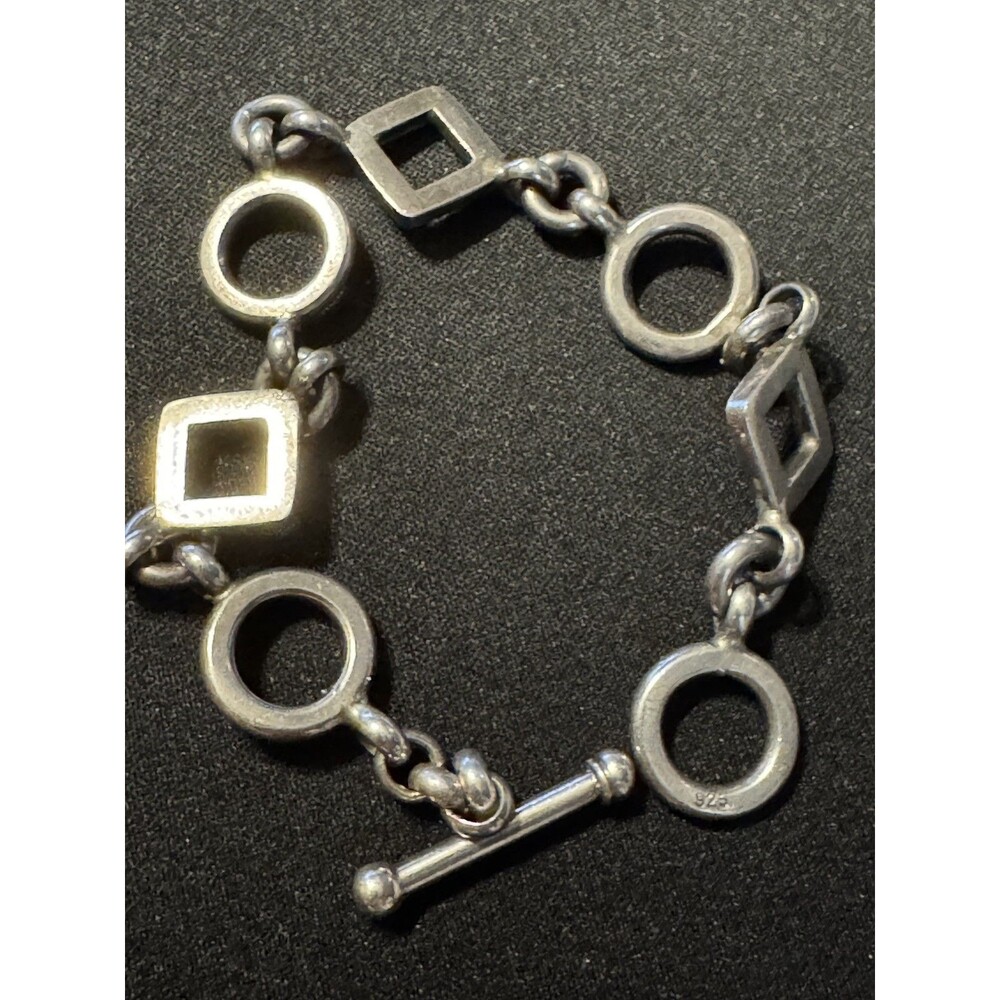 925 7in Toggle Clasp Circle & Triangle Bracelet 2… - image 2